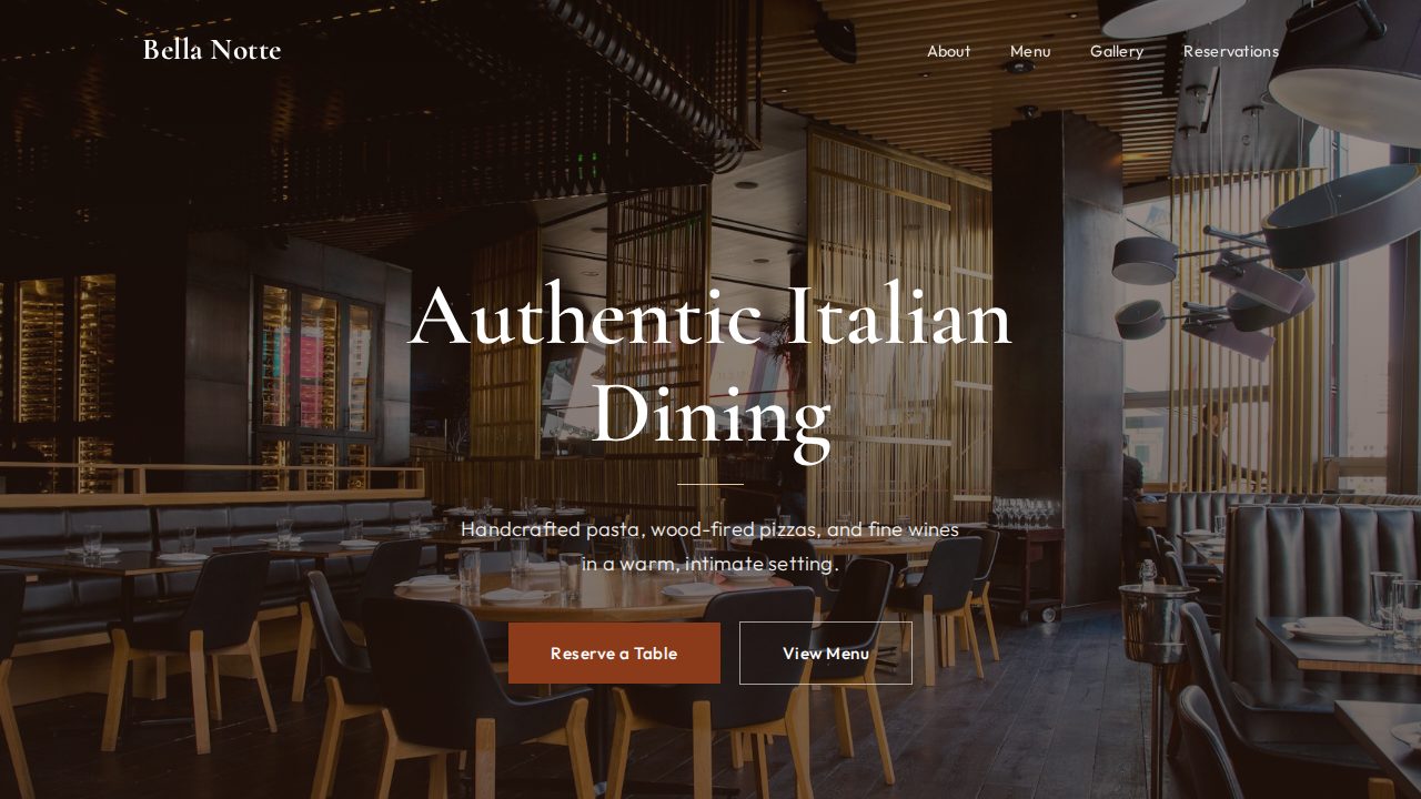 Bella Notte restaurant sample screenshot